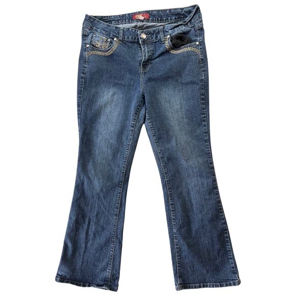 Womens Jeans Fleur de lis Medium Wash Boot Cut 14 - Picture 1 of 5